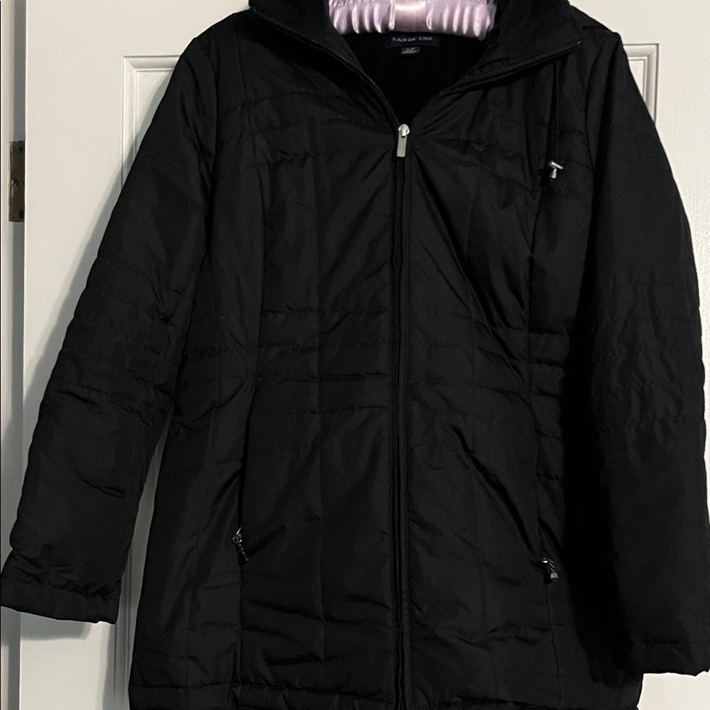 Lands' End Women's Black Puffer Coat